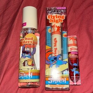 Disney stitch collection of lip gloss, mascara and setting mist